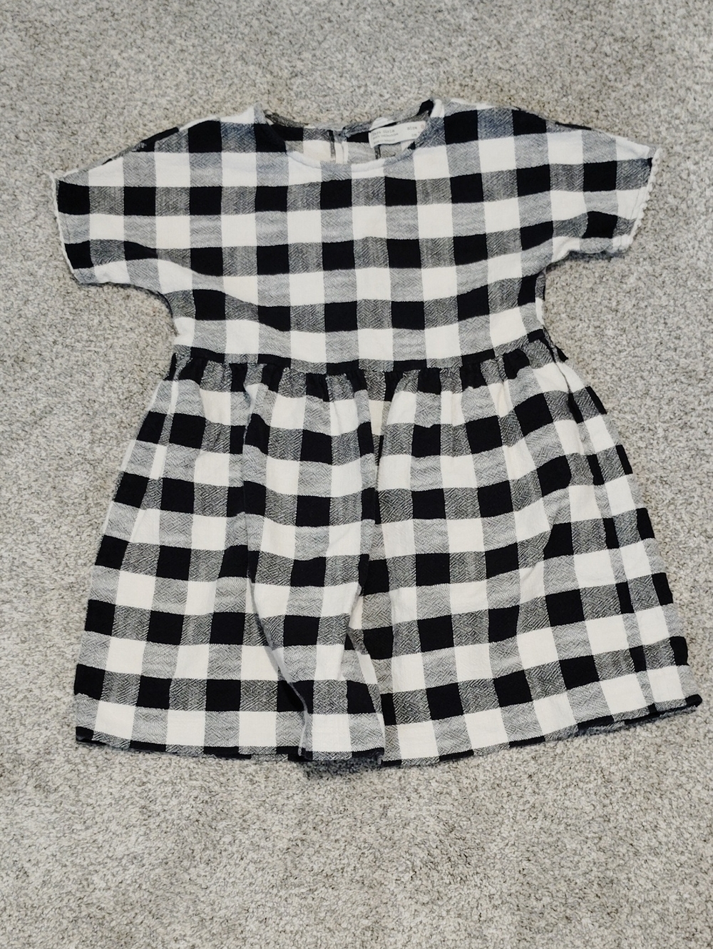 Zara Black and White Gingham Short Sleeve Casual Dress